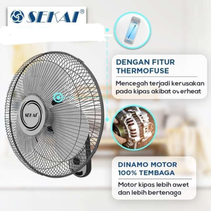 Sekai Kipas Angin Dinding Wall Fan Hitam 16 Inch - WFN 1626